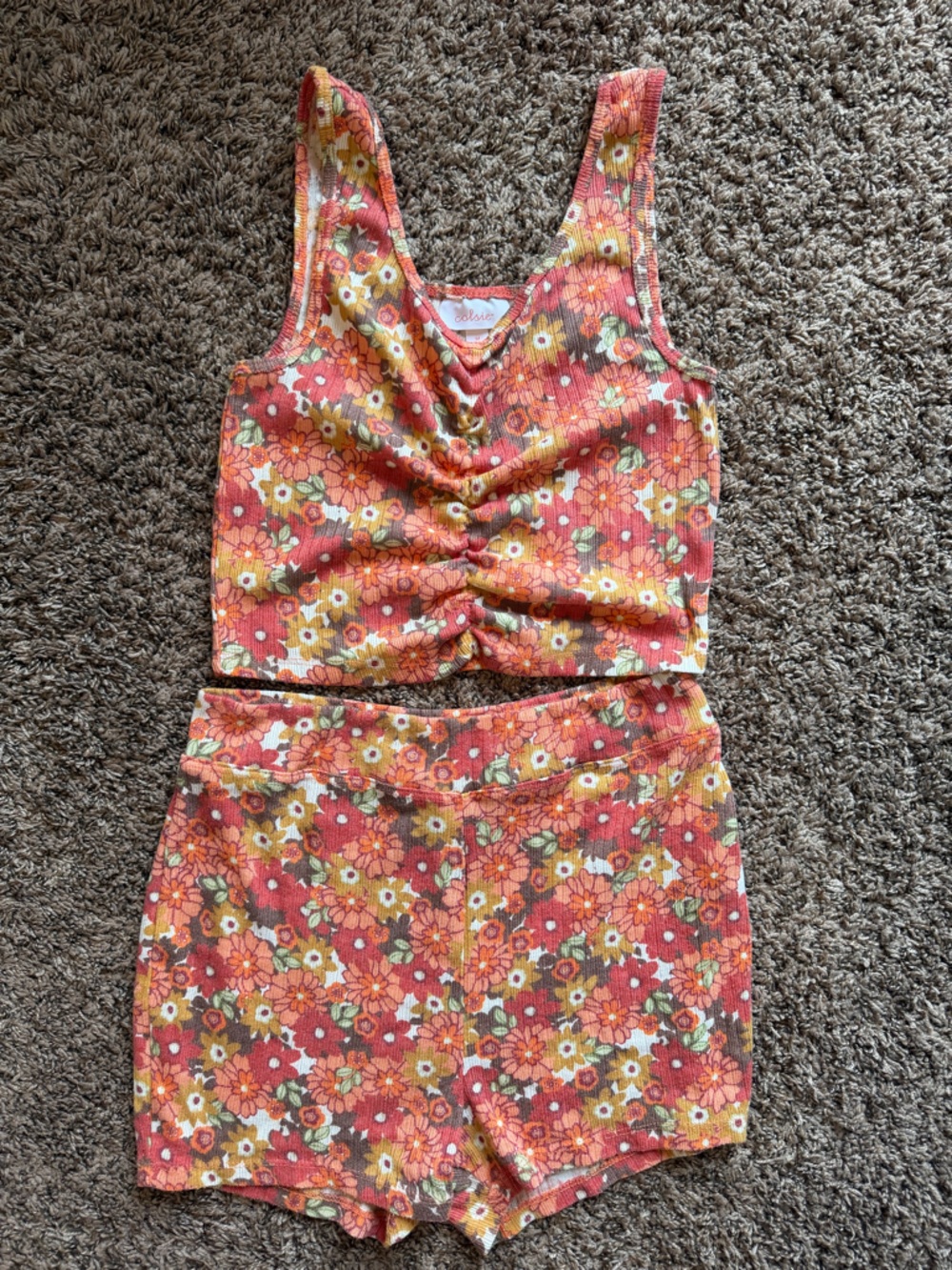 Colsie Floral Two-Piece Lounge Matching Set